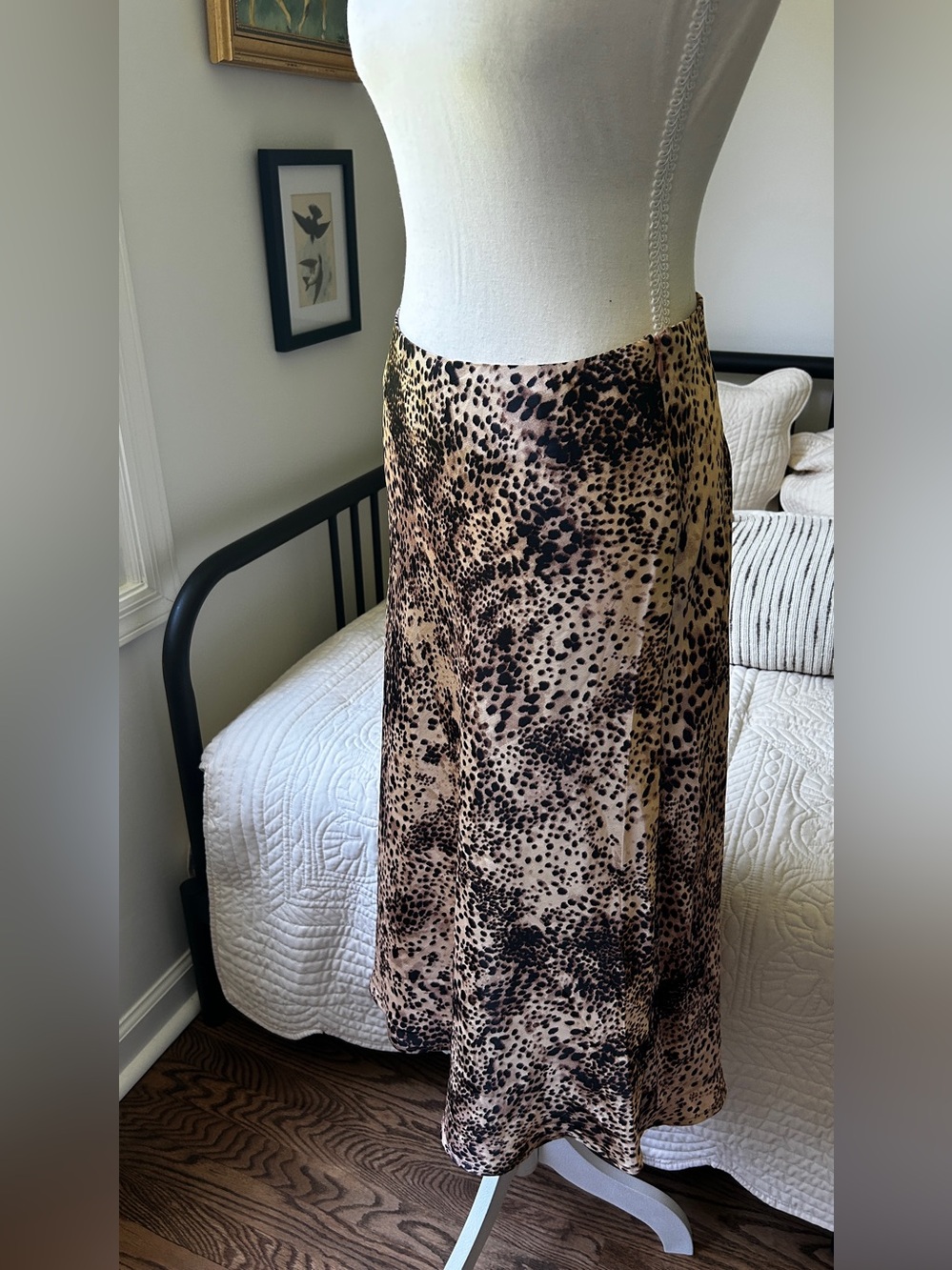 Modern Citizen Beige and Black Animal-Print Maxi Skirt